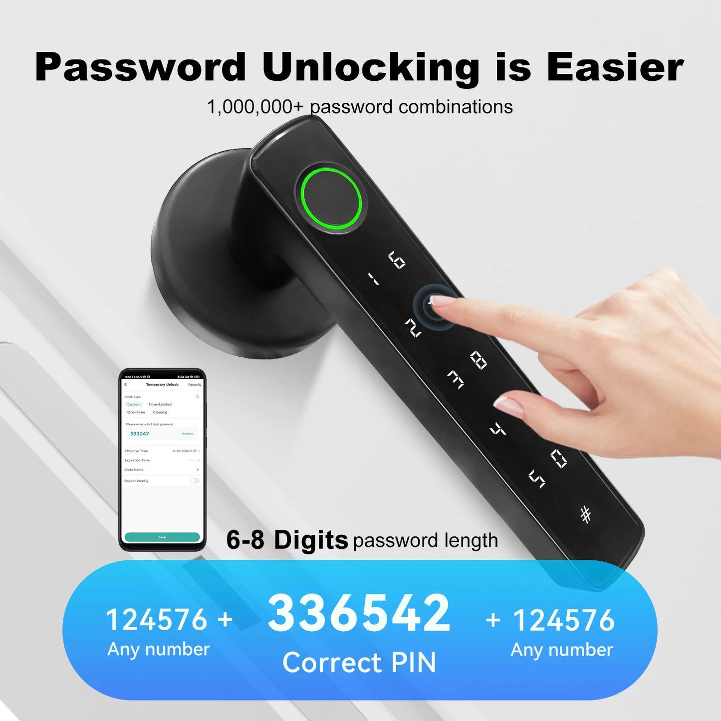 Tuya Bluetooth Fingerprint Electronic Door Handle Lock Smart Lock System Security Protection Smart Home Devices