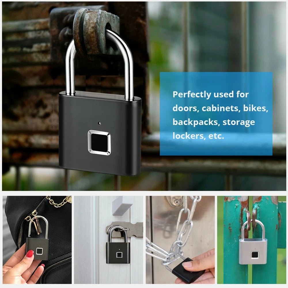 Fingerprint Smart Padlock – USB Rechargeable & Waterproof