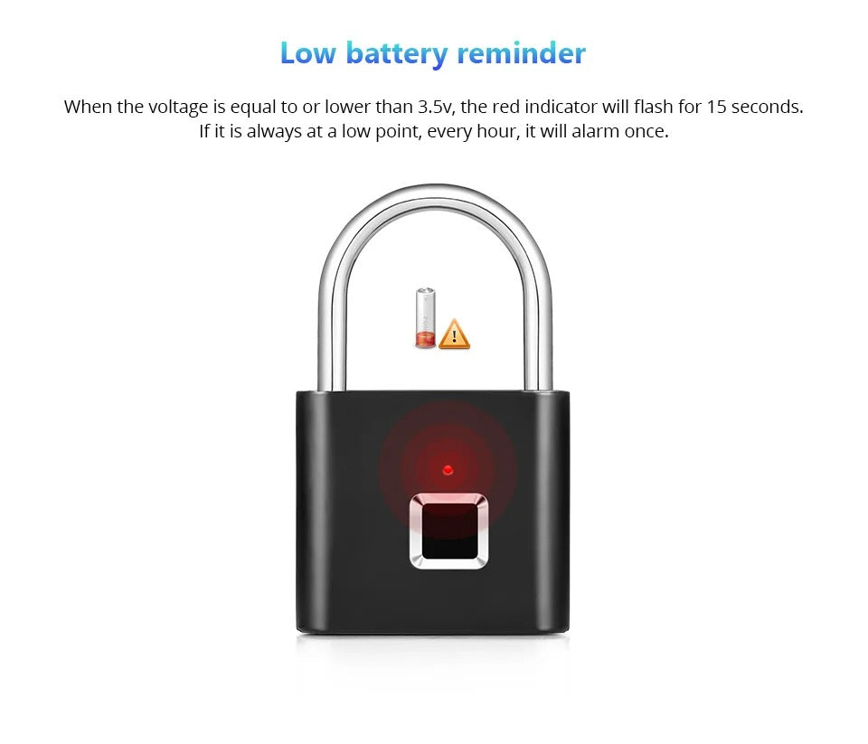 Fingerprint Smart Padlock – USB Rechargeable & Waterproof