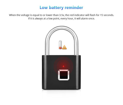 Fingerprint Smart Padlock – USB Rechargeable & Waterproof