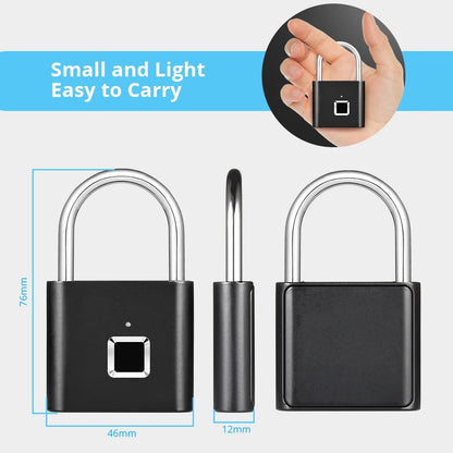 Fingerprint Smart Padlock – USB Rechargeable & Waterproof